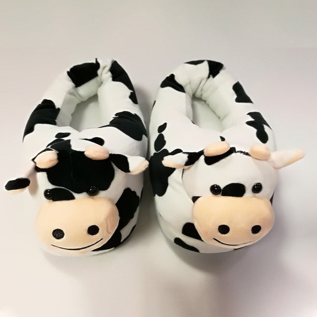 Cute Cartoon Cow design - Women's Slippers Winter Warm Indoor Comfortable Soft - myfunfarm