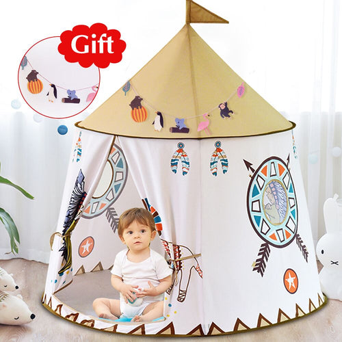 Kid Tent House Portable Princess Castle 123*116cm Present Hang Flag