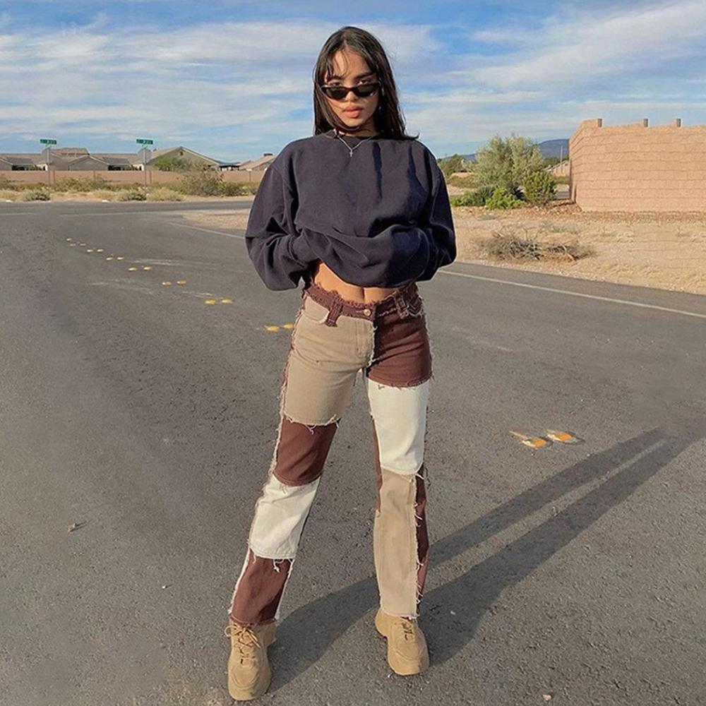 Cowboy style Striped Patchwork Jeans Women's Fashion - myfunfarm
