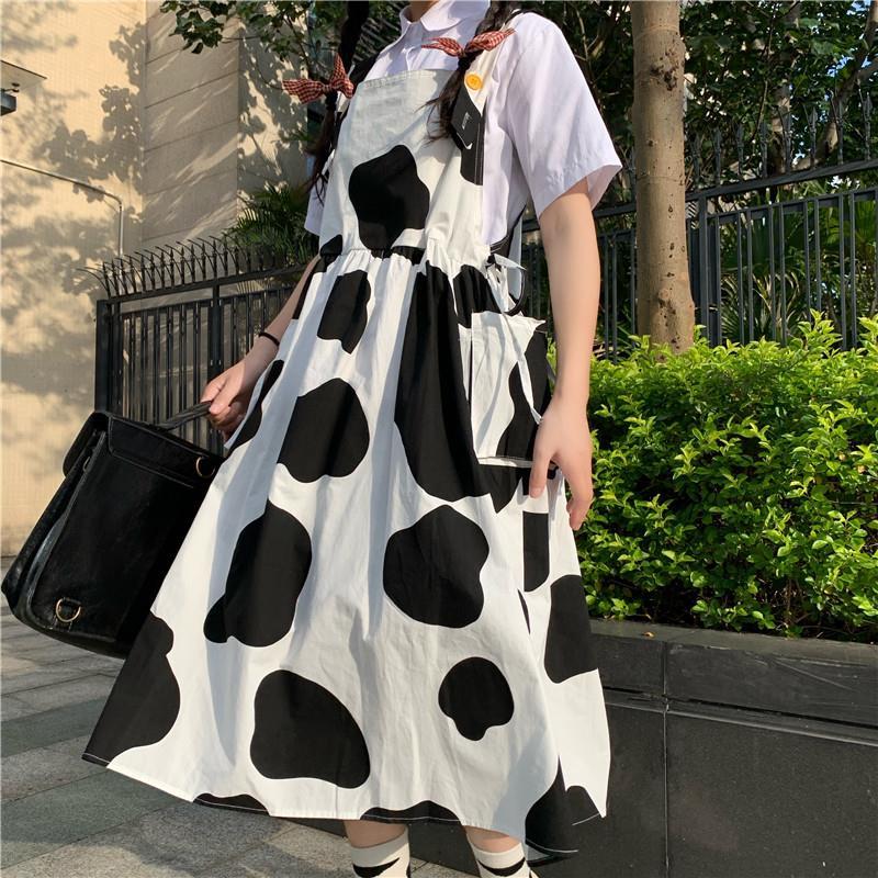 Cow Print Dress Women's Cute Japanese Harajuku Style - myfunfarm