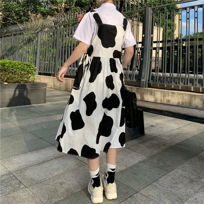 Cow Print Dress Women's Cute Japanese Harajuku Style - myfunfarm