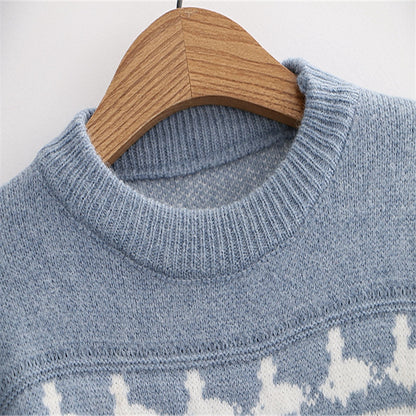 Cute Cow Cartoon Sweater Sweet Style Knitted - myfunfarm