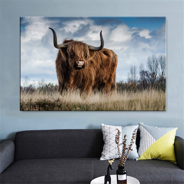 Highland Cow Wall Art Canvas Prints - myfunfarm