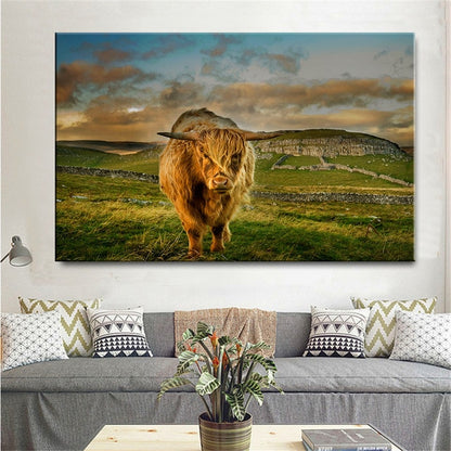 Highland Cow Wall Art Canvas Prints - myfunfarm