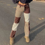 Cowboy style Striped Patchwork Jeans Women's Fashion