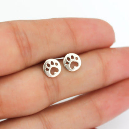 Trendy Jewelry Cute Animal Stud Earrings for Women Kids Fashion Metal Dog Paw Earings Simple Plane Ear Piercing Girls Brincos - myfunfarm