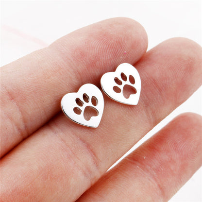 Trendy Jewelry Cute Animal Stud Earrings for Women Kids Fashion Metal Dog Paw Earings Simple Plane Ear Piercing Girls Brincos - myfunfarm