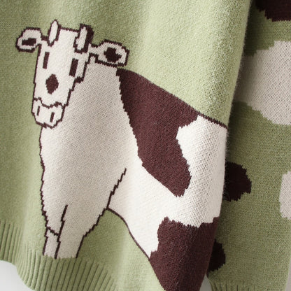 Cartoon Cows  Women Sweaters O-neck Pullover Knitted - myfunfarm