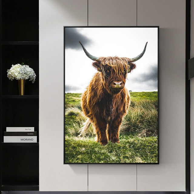 Highland Cow Wall Art Canvas Prints - myfunfarm
