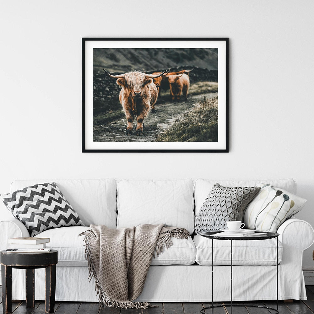 Highland Cow Wall Art Print - myfunfarm