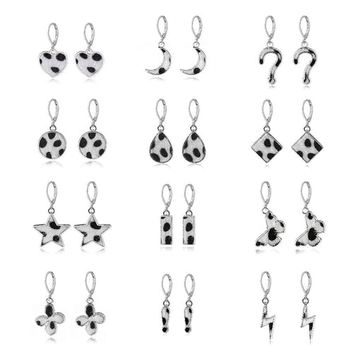 New Cow Pattern Butterfly Dangle Earrings Star Moon Hanging For Women Party Jewelry Accessories