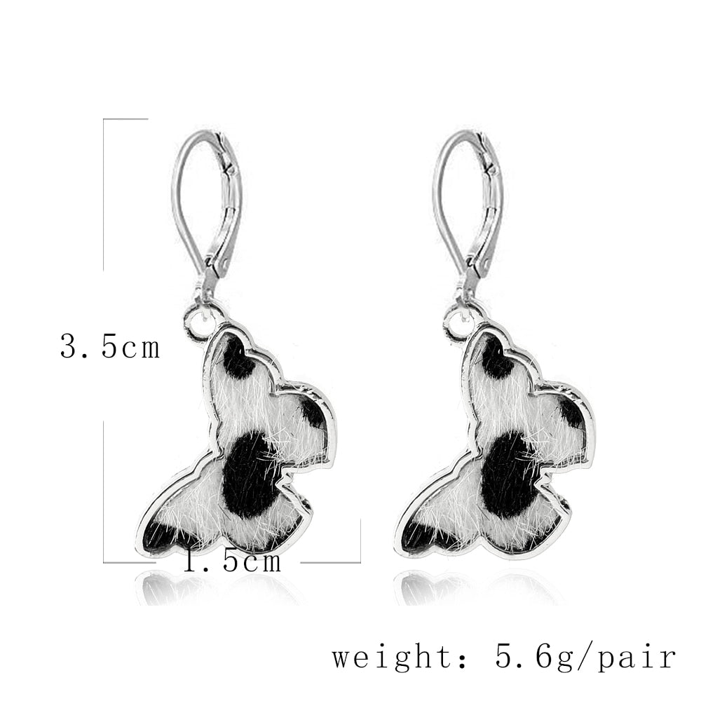 New Cow Pattern Butterfly Dangle Earrings Star Moon Hanging For Women Party Jewelry Accessories - myfunfarm
