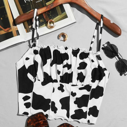 Summer Cow pattern Cute Crop Top - myfunfarm