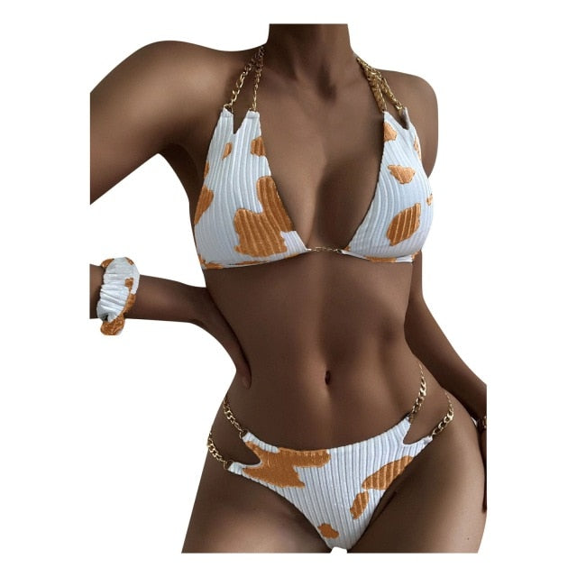 Cows pattern Bikini Set Push-Up Swimsuit Beachwear Padded - myfunfarm
