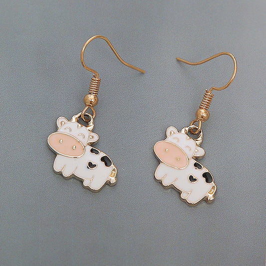 Cute Cartoon Cow Dangle Earrings For Women - Metal Fashion Charm Earrings Jewelry Gifts New - myfunfarm