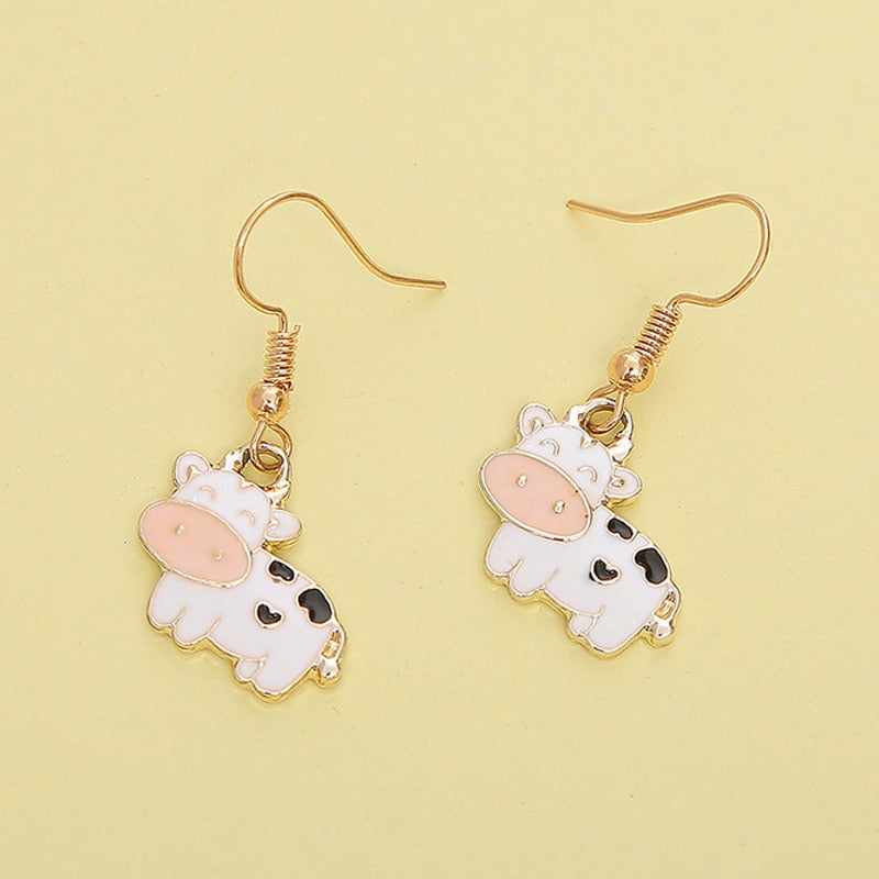 Cute Cartoon Cow Dangle Earrings For Women - Metal Fashion Charm Earrings Jewelry Gifts New - myfunfarm