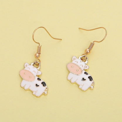 Cute Cartoon Cow Dangle Earrings For Women - Metal Fashion Charm Earrings Jewelry Gifts New - myfunfarm