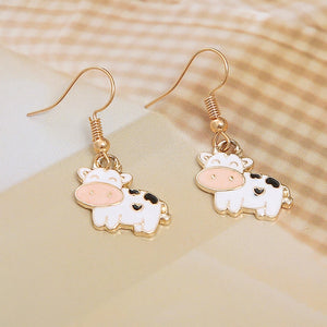 Cute Cartoon Cow Dangle Earrings For Women - Metal Fashion Charm Earrings Jewelry Gifts New