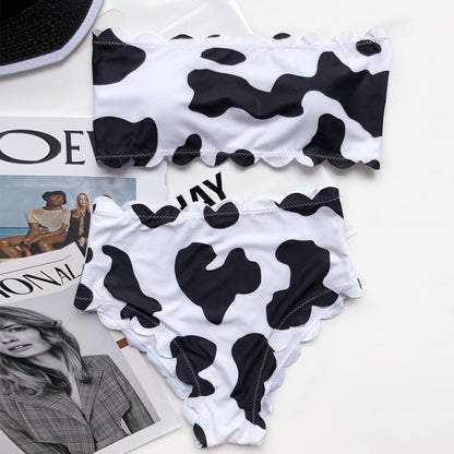 Cow print swimwear female High waist 2 piece suit - myfunfarm