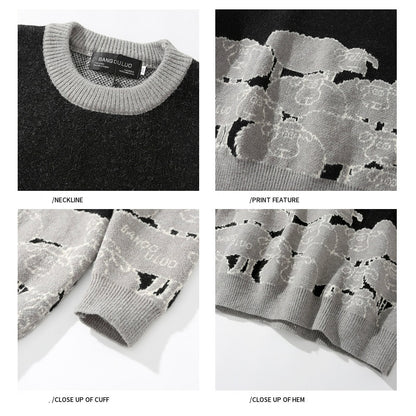 Sheep pattern Streetwear Knitwear Clothing Pullover Oversize - myfunfarm