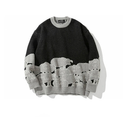 Sheep pattern Streetwear Knitwear Clothing Pullover Oversize - myfunfarm