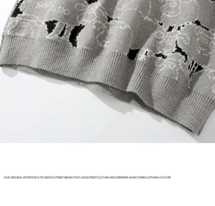 Sheep pattern Streetwear Knitwear Clothing Pullover Oversize - myfunfarm