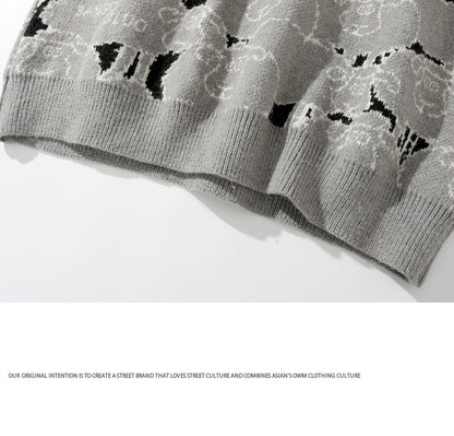 Sheep pattern Streetwear Knitwear Clothing Pullover Oversize - myfunfarm