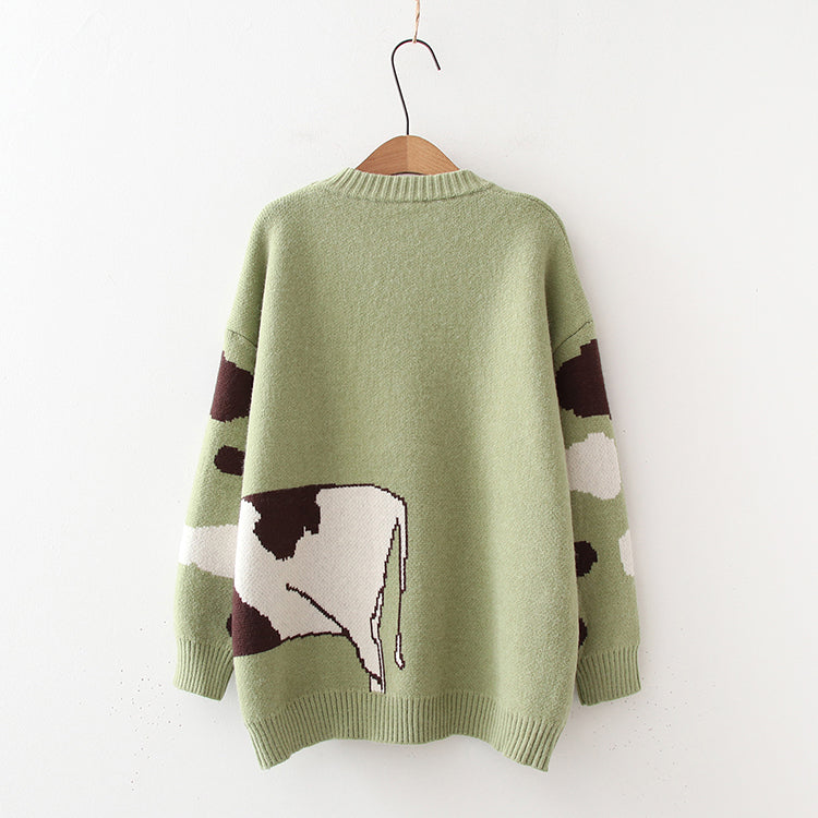 Cartoon Cows  Women Sweaters O-neck Pullover Knitted - myfunfarm