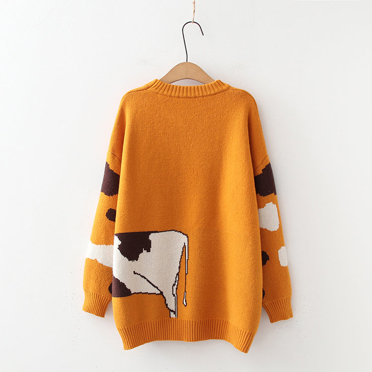 Cartoon Cows  Women Sweaters O-neck Pullover Knitted - myfunfarm
