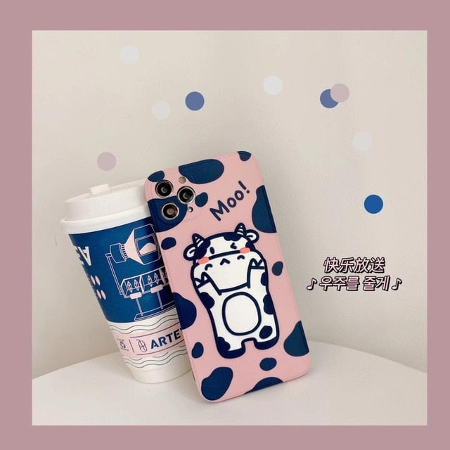 Hot Cute Cows 3d phone Case For iphone 7 8 Puls X XR XS 11 12 mini pro Max soft silicone - myfunfarm