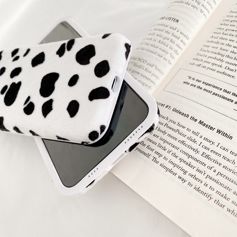Cute Cow pattern and light toy phone case Silicone Glitter Plushfor IPhone SE 2 2020 8 7 6s 6 Plus IPhone 12 11 Pro XR X XS Max - myfunfarm