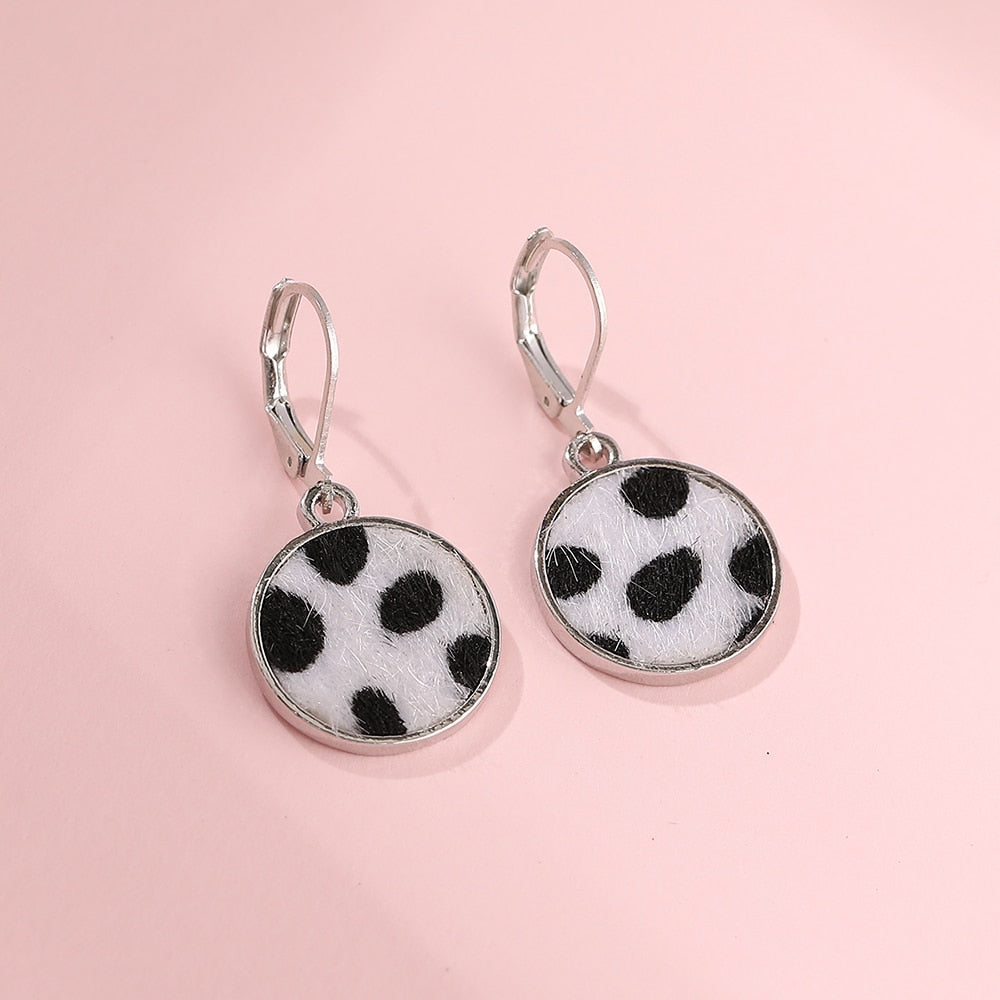 New Cow Pattern Butterfly Dangle Earrings Star Moon Hanging For Women Party Jewelry Accessories - myfunfarm
