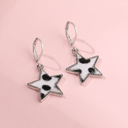 New Cow Pattern Butterfly Dangle Earrings Star Moon Hanging For Women Party Jewelry Accessories - myfunfarm