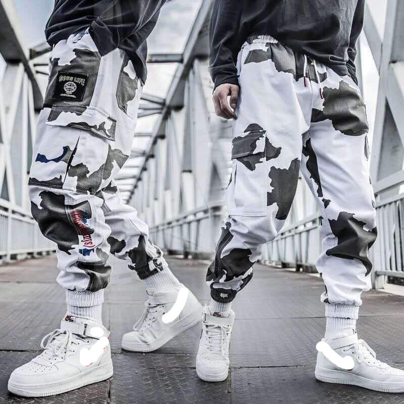 Sweatpants Men's Stitching Cropped Pants Cow pattern  Male's Stretch Waist Trousers Streetwear - myfunfarm