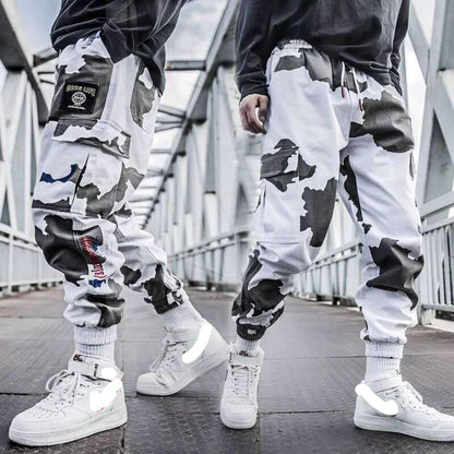Sweatpants Men's Stitching Cropped Pants Cow pattern  Male's Stretch Waist Trousers Streetwear - myfunfarm