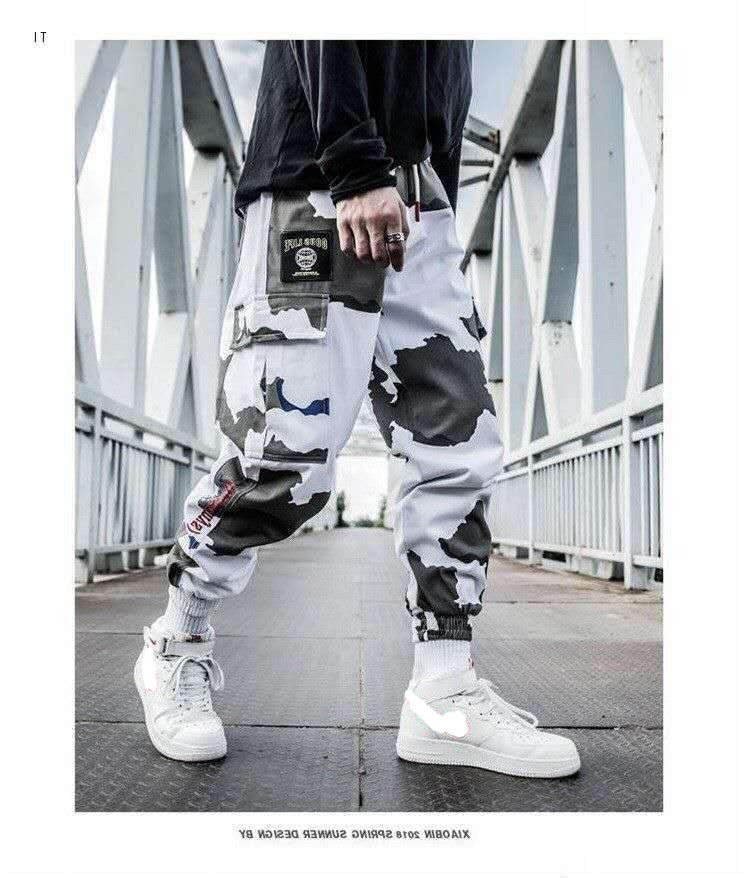 Sweatpants Men's Stitching Cropped Pants Cow pattern  Male's Stretch Waist Trousers Streetwear - myfunfarm