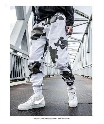 Sweatpants Men's Stitching Cropped Pants Cow pattern  Male's Stretch Waist Trousers Streetwear - myfunfarm