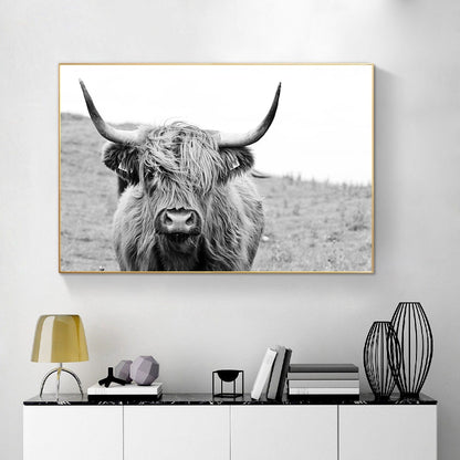 Black and White Highland Cow Canvas Prints - myfunfarm