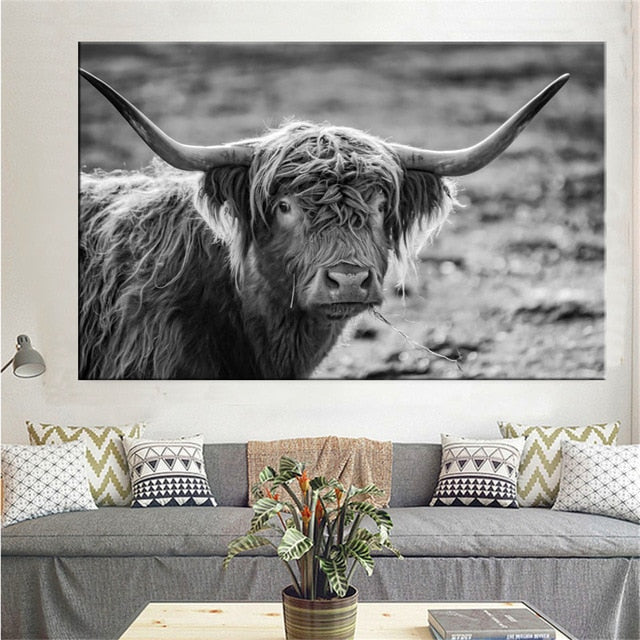 Highland Cow Wall Art Canvas Prints - myfunfarm