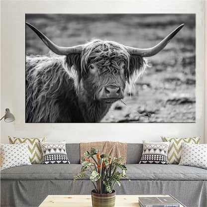 Highland Cow Wall Art Canvas Prints - myfunfarm