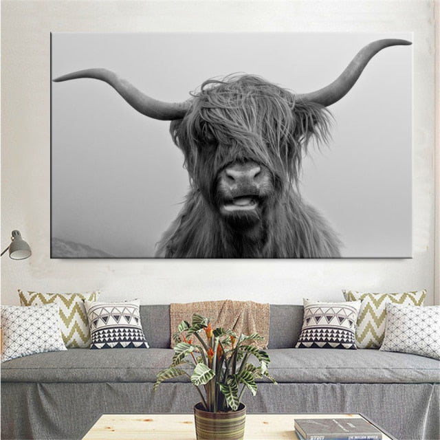 Highland Cow Wall Art Canvas Prints - myfunfarm