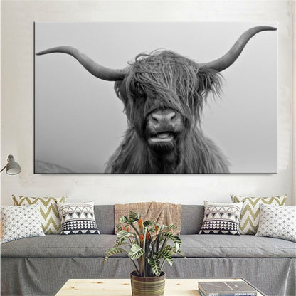 Highland Cow Wall Art Canvas Prints - myfunfarm