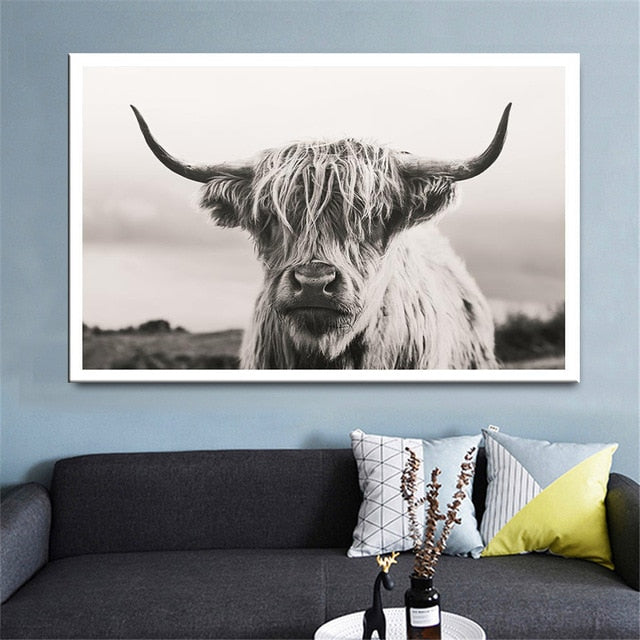 Highland Cow Wall Art Canvas Prints - myfunfarm