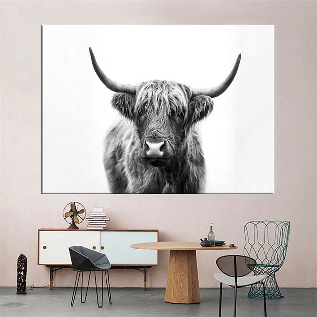Highland Cow Wall Art Canvas Prints - myfunfarm