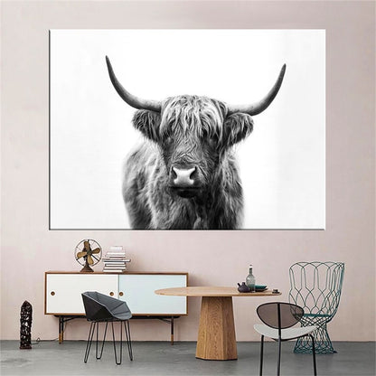 Highland Cow Wall Art Canvas Prints - myfunfarm