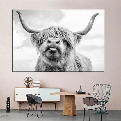 Highland Cow Wall Art Canvas Prints - myfunfarm