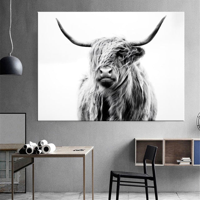 Highland Cow Wall Art Canvas Prints - myfunfarm