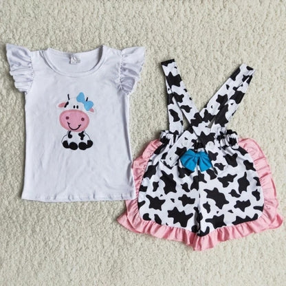 Children Summer Clothes Baby Girl Sets Love cows love farm - myfunfarm