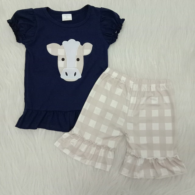 Children Summer Clothes Baby Girl Sets Love cows love farm - myfunfarm