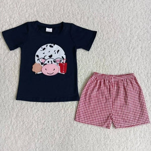 Children Summer Clothes Baby Girl Sets Love cows love farm